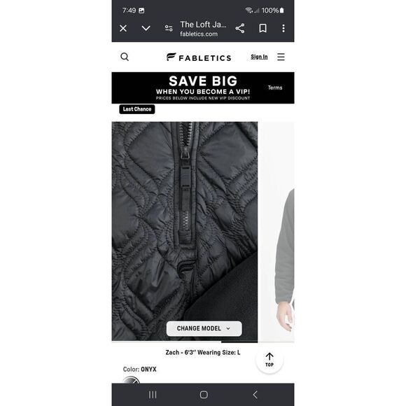 New Small Fabletics Onyx Grey The Loft Jacket Water Resistant Heat Retention NWT - Picture 4 of 9